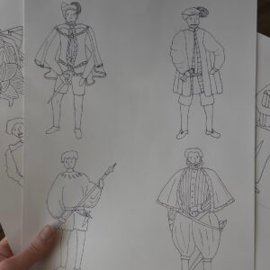 Photo of the colouring sheet set puppets for The Tempest