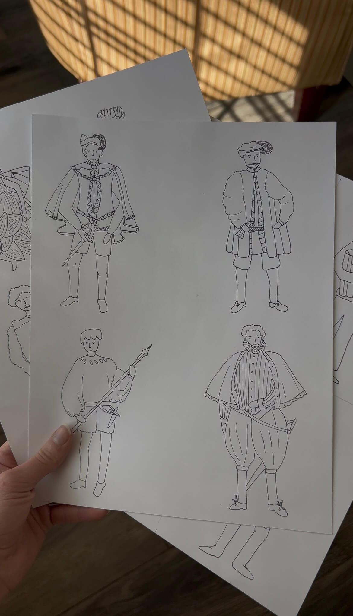 Photo of the colouring sheet set puppets for The Tempest