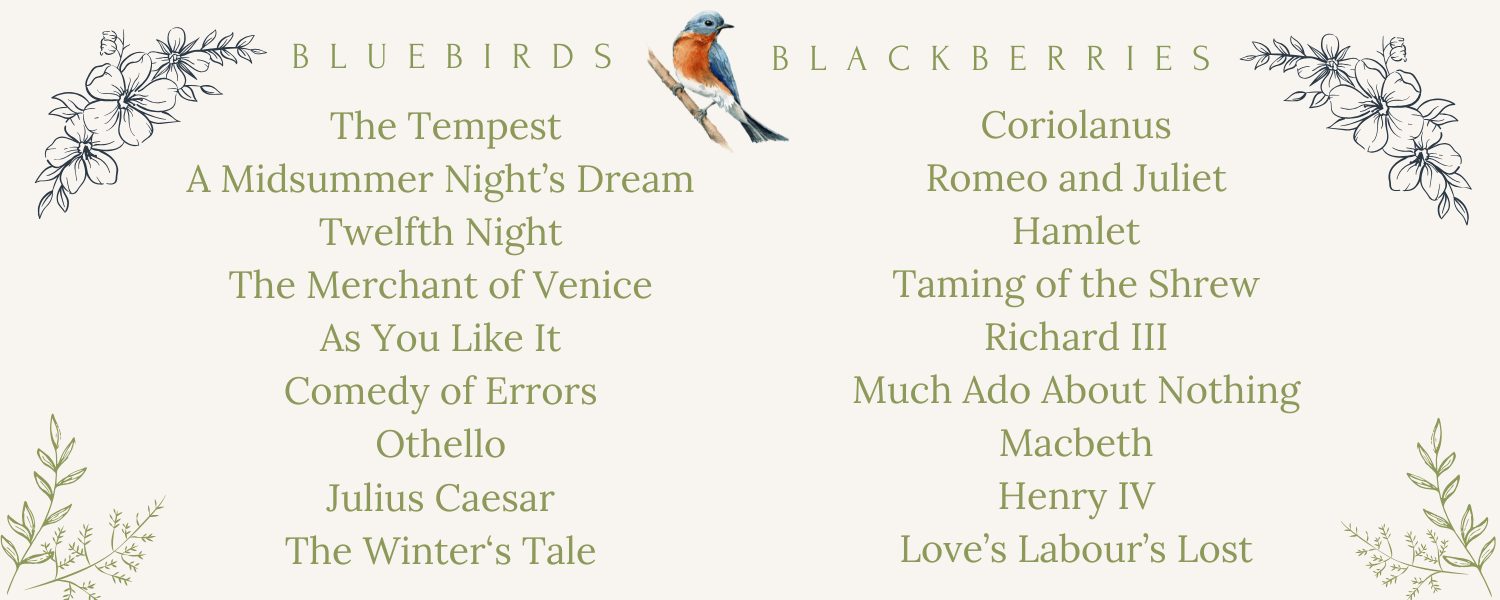 Shakespeare Puppet Sets: The Tempest, A Midsummer Night's Dream, Twelfth Night, The Merchant of Venice, As You Like It, Comedy of Errors, Othello, Julius Caesar, Coriolanus, Romeo and Juliet, Hamlet, Taming of the Shrew, Richard 3, Much Ado About Nothin, Macbeth, Henry IV, Love's Labour's Lost, The Winter's Tale